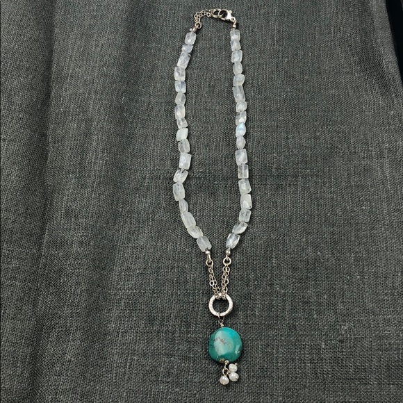 Jewelry - Knotted moonstone & Turquoise Necklace